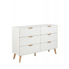 Actona Bielá komoda Lowell so 6 zásuvkami a dubovými nohami (23770)