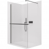CERANO - Sprchová zástena Walk-in Onyx Round Ľ/P - 8 mm + polička/držiak na uteráky - guľatá vzpera - čierna matná, transparentné sklo - 50x200 cm