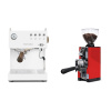 Ascaso Steel UNO PID, White&Wood + Eureka Mignon Libra 65 All Purpose, CR ferrari red