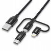 Choetech IP0030-BK 3v1 USB MFI Lightning / USB Type C / micro USB (3A nabíjanie / 480Mbps prenos dát), 1,2m, černý