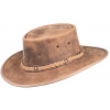 Barmah Squashy Bronco TAN – skladací kožený klobúk z Austrálie Veľkosť: 63 cm (XXL)