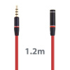 AppleMix Predlžovací audio kábel 3,5 mm Jack pre Apple iPhone / iPad / iPod / MP3 - 1,2 m červený