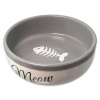 Miska MAGIC CAT keramická bílá/šedá Meow 13,4 x 4 cm 170 ml