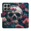 Flip pouzdro iSaprio - Xiaomi 14T - Skull in Roses 02 s kapsičkami na karty (Flipové knížkové pouzdro, obal, kryt iSaprio s přihrádkami na karty a motivem)