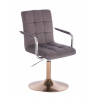 LuxuryForm DESIGN Kozmetická stolička VERONA VELUR na zlatom tanieri - tmavo šedá