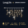 LongLife spojovateľná led svetelná záclona vonkajšia flash - 50led - 3m teplá biela / flash prebliknutie studená biela