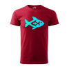 Sablio Tričko s potlačou Fish blue - červené 3XL