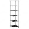 vidaXL Regál so 6 policami, čierny 40x40x160 cm, tvrdené sklo - Čierna - 97919-60128