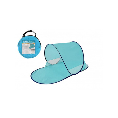 Teddies Stan plážový s UV filtrom 140x70x62cm samorozkladací polyester/kov ovál modrý v látkovej taške