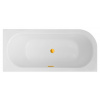 BESCO AVITA SLIM + 160 x 75cm pravá vaňa asymetrická s nízkym okrajom, so zlatým sifónom, akrylátová, biela, #WAV-160-PPZ