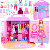 Anlily Barbie so šatami topánkami kufrom ružový