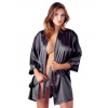 Čierne krátke saténovo-čipkované kimono Cottelli Collection