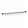 Tadar kuchynská tyč/závesný systém s 8 háčikmi, 54 cm, čierna