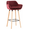 Design-Shop Barová stolička Grant - zamat, drevené nohy natura - Červená