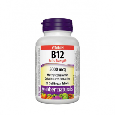 Webber Naturals Vitamin B12 Extra silný 5000mcg 60 tabliet