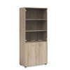 Policová skriňa BASIC, kombinovaná so sklom, so zámkom, 80x40x182,1cm, dub Sonoma