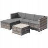 Súprava záhradného nábytku Ratanový rohový set Vankúše + záhradný stôl sivý