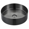 Sapho Aurum Nerezové okrúhle umývadlo, priemer 38 cm, vrátane odtoku, antracit AU101