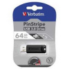Verbatim USB flash disk, USB 3.0 (3.2 Gen 1), 64GB, PinStripe, Store N Go, čierny, 49318, USB A, s výsuvným konektorom