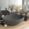 vidaXL Luxusné oválne umývadlo matné tmavosivé 40x33 cm keramické - Sivá - 172420-106697
