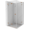 Mexen Lunar-F L, skladací sprchový kút ľavý 80 x 80 cm, 8mm číre sklo, profil medená matná, 836L-080-080-65-00-L