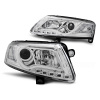 Audi A6 04-08 - predné chrom svetlá s LED denným svietením TUBE LIGHTS