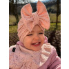 Detská čiapka / Turban s Mašľou, madeira PEACH