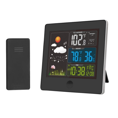 Solight meteostanica, farebný LCD, teplota, vlhkosť, RCC, čierna TE80
