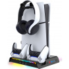 NONAME iPega P5S006 Multifunkční Nabíjecí RGB Stojan s Chlazením pro PS5 Slim Black