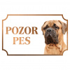 Bulmastif - Kovová tabuľka POZOR PES