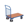 Prepravný vozík z ocele, s mrežovou čelnou stenou, lakovaný, TPE kolieska, EasySTOP, 880x500 mm