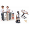 Set kuchynka ostrovček s upratovacím vozíkom Kitchen Island 360° Smoby a žehliaca doska s vysávačom so zvukom