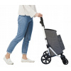 Nákupná taška, vozík - Homedome nákupný košík sivý polyester (Vozík na nákupné tašky, PUSH Trend, 4-kolesové, ČIERNA)