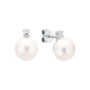 Gaura Pearls Stříbrné náušnice s bílou perlou a zirkony Cécile, stříbro 925/1000 SK23222E/W Stříbrná Bílá