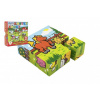 Teddies Kocky kubus Moje prvé zvieratká drevo 9x9x3cm 9ks v krabičke 11x11x6cm 12m+ MPZ