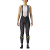 Castelli Velocissima W DT Bibtight, Electric lime/ Silver reflex Veľkosť: XS Dámske dlhé zateplené nohavice s trakmi určené do suchých podmienok