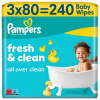 Pampers Fresh Clean Detské Vlhčené Obrúsky, 3 ks Balení po 80 Obrúskov Detských Vlhčených Obrúskov