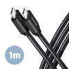 AXAGON BUCM3-CM10AB, SPEED kábel USB-C USB-C, 1 m, USB 3.2 Gen 1, PD 60W 3A, ALU, opletenie, čierna
