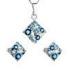 Súprava šperkov s kryštálmi Swarovski náušnice a prívesok modrý kosoštvorec 39126.3 Aqua
