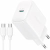 JOYROOM JR-TCF20 rýchlonabíjacia sada adaptéra s portom USB-C a kábla USB-C na USB-C - 20W - 1 m - biela - možnosť vrátiť tovar ZADARMO do 30tich dní
