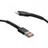 MobilNET KAB-0236-USB-LIGHT Dátový a nabíjací pletený USBLightning, 3A, 1m, černý