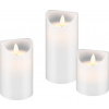 Sada bielych LED sviečok, 3ks, 10, 12.5 a 15cm, 3xAAA, bat. nie je v balení