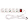 STREND PRO Kábel DG-F805BK L-3 m, predlžovací, biely, 5x zásuvka + vypínač, new edition