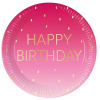 Procos Papierové taniere Happy Birthday Pink 8ks 23cm