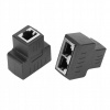 2PCs ethernetový káblový adaptér 1v2 výstup RJ45 samica