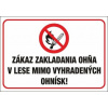 560 Zákaz zakladania ohňa v lese mimo vyhradených ohnísk! plastová tabuľka hr. 3mm ROZMER (a x b): A3 (420x297 mm), MATERIÁL: PLAST hrúbka 3mm
