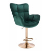 LuxuryForm DESIGN Barové kreslo AURORA VELUR na zlatom tanieri - zelené