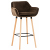 Design-Shop Barová stolička Grant - zamat, drevené nohy natura - Hnedá