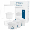 Sklenená filtračná kanvica Wessper D2 BOROSILICATE 3l biela + 4x filter