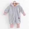 Luxusný detský zimný overal New Baby Teddy bear šedo ružový